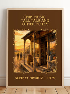 Chin Music: Tall Talk And Other Notes Classic Book Art Print – framed print leaning on a wooden floor