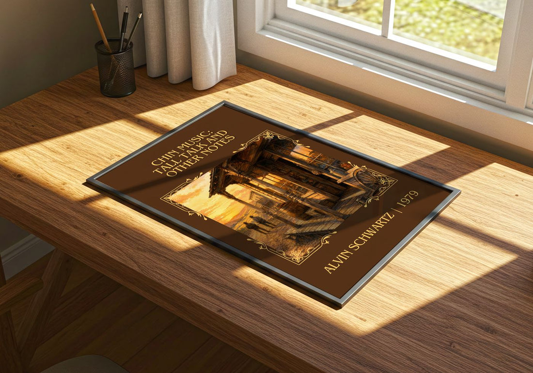 Chin Music: Tall Talk And Other Notes Classic Book Art Print – print on a sunlit desk