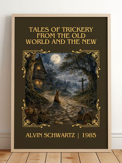 Tales Of Trickery From The Old World And The New Classic Book Art – framed print leaning on a wooden floor