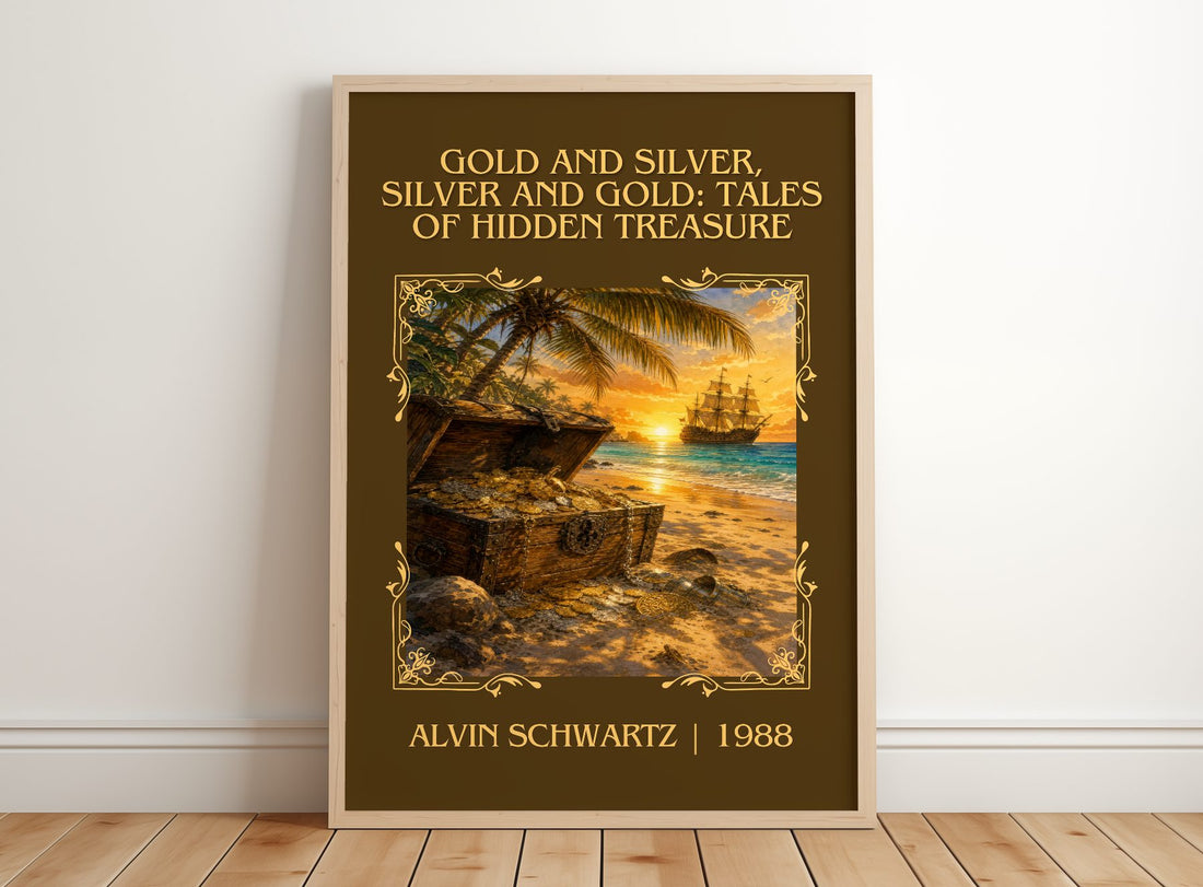 Gold And Silver, Silver And Gold: Tales Of Hidden Treasure Classic – framed print leaning on a wooden floor