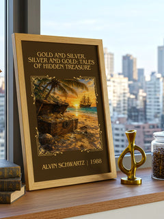 Gold And Silver, Silver And Gold: Tales Of Hidden Treasure Classic – framed print on a city-view windowsill