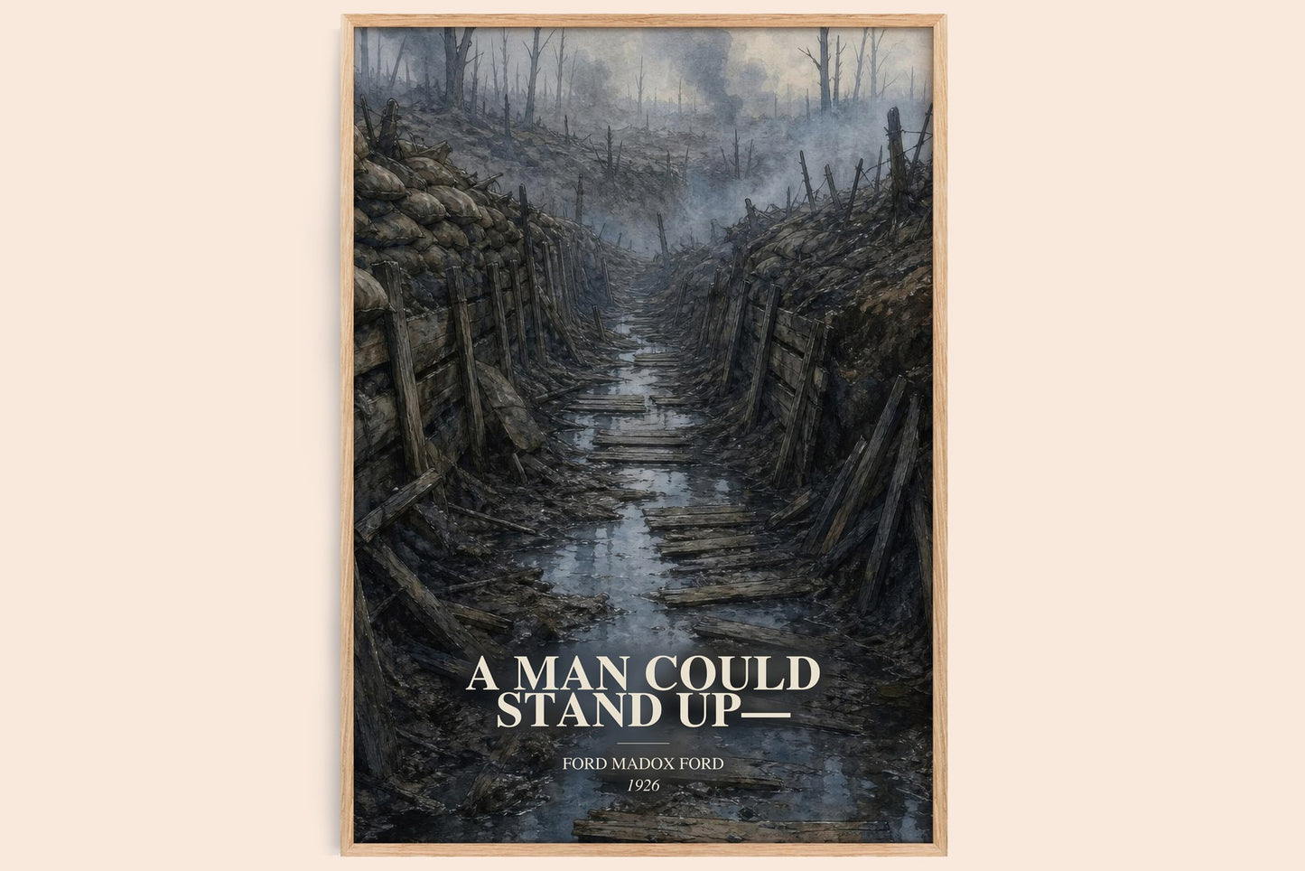 A Man Could Stand Up— watercolour book poster by Ford Madox Ford – framed literary art print