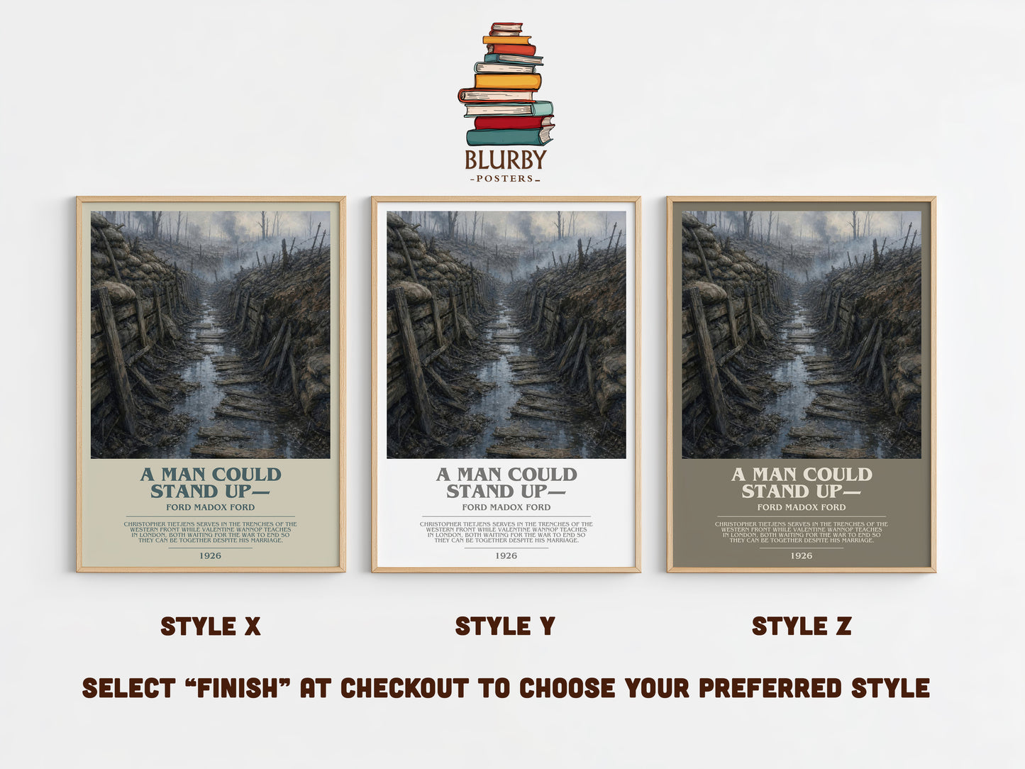 A Man Could Stand Up— bookish print in frame leaning in hallway – literary fiction wall art