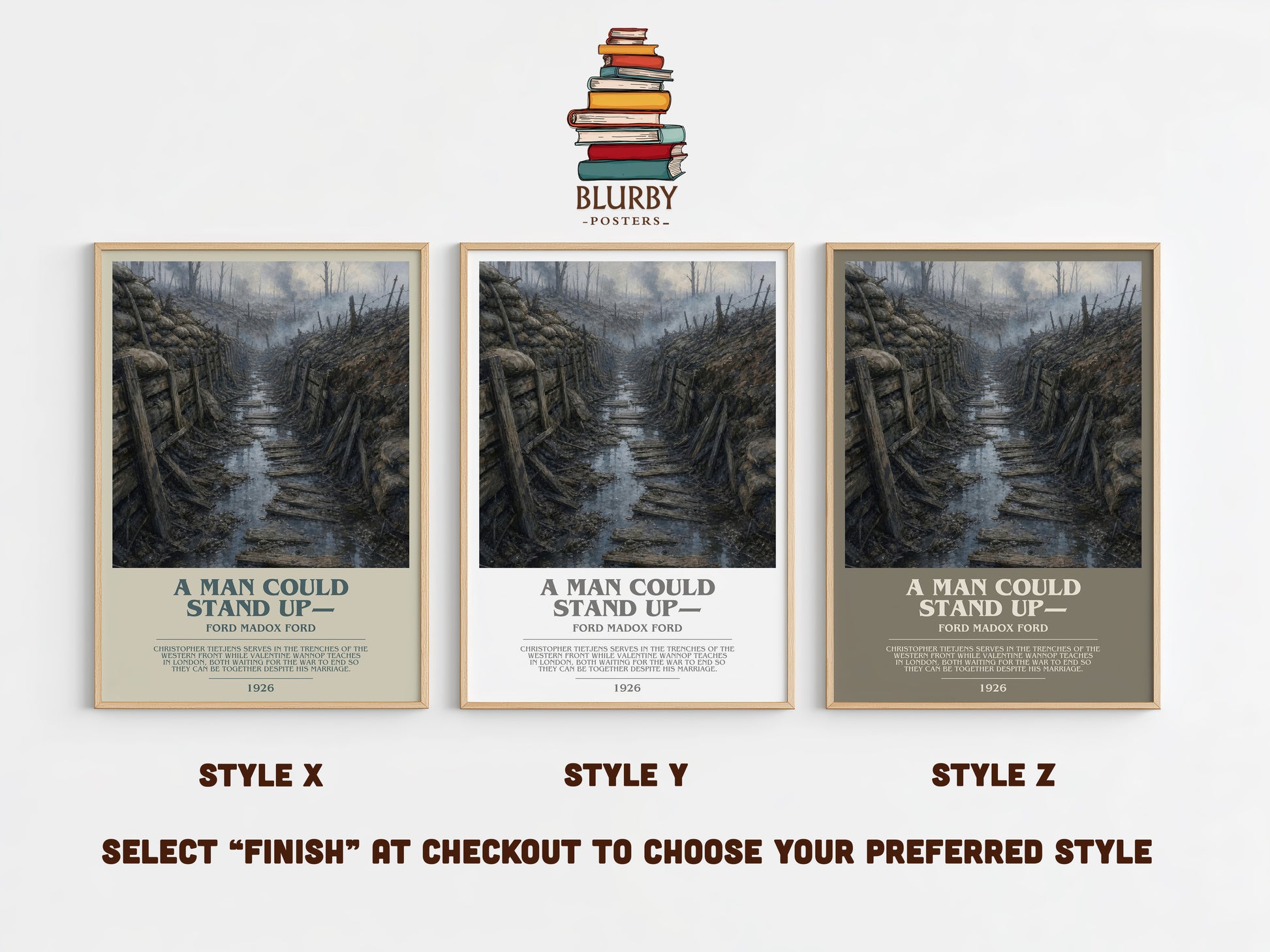 A Man Could Stand Up— bookish print in frame leaning in hallway – literary fiction wall art