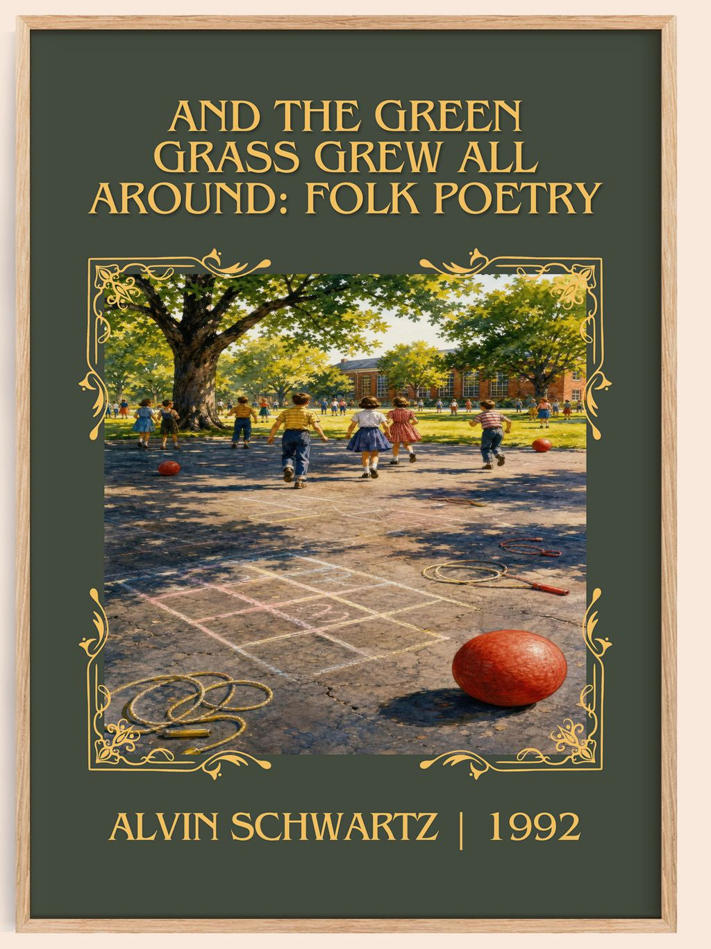 And The Green Grass Grew All Around: Folk Poetry Classic Book Art – book poster
