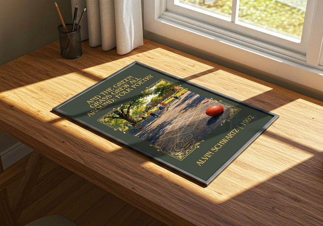 And The Green Grass Grew All Around: Folk Poetry Classic Book Art – print on a sunlit desk