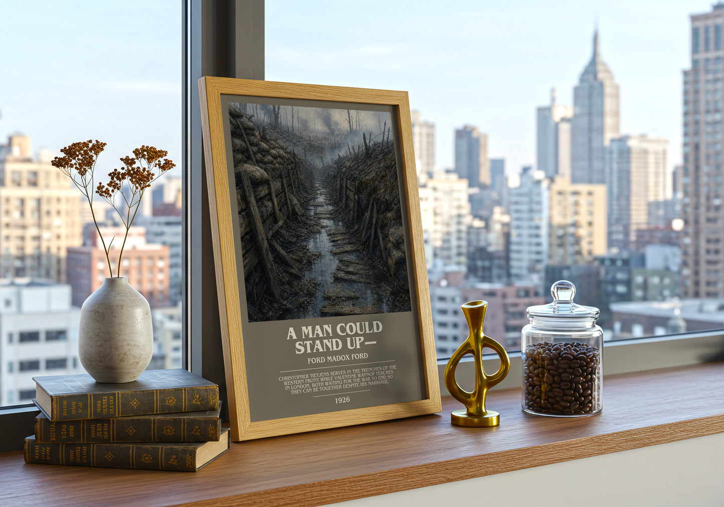 A Man Could Stand Up— bookish print framed by window – literary home decor