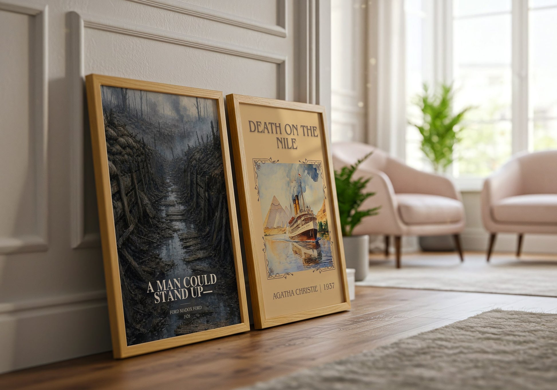 A Man Could Stand Up— watercolour print framed by window – literary home decor