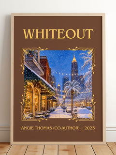 Whiteout Classic Book Art Print by Angie Thomas (Co-Author) – framed print leaning on a wooden floor
