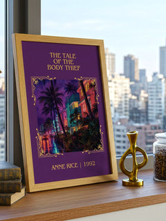 The Tale Of The Body Thief Classic Book Art Print by Anne Rice – framed print on a city-view windowsill