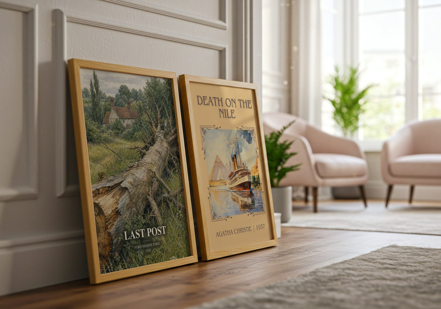 Last Post watercolour print framed by window – literary home decor
