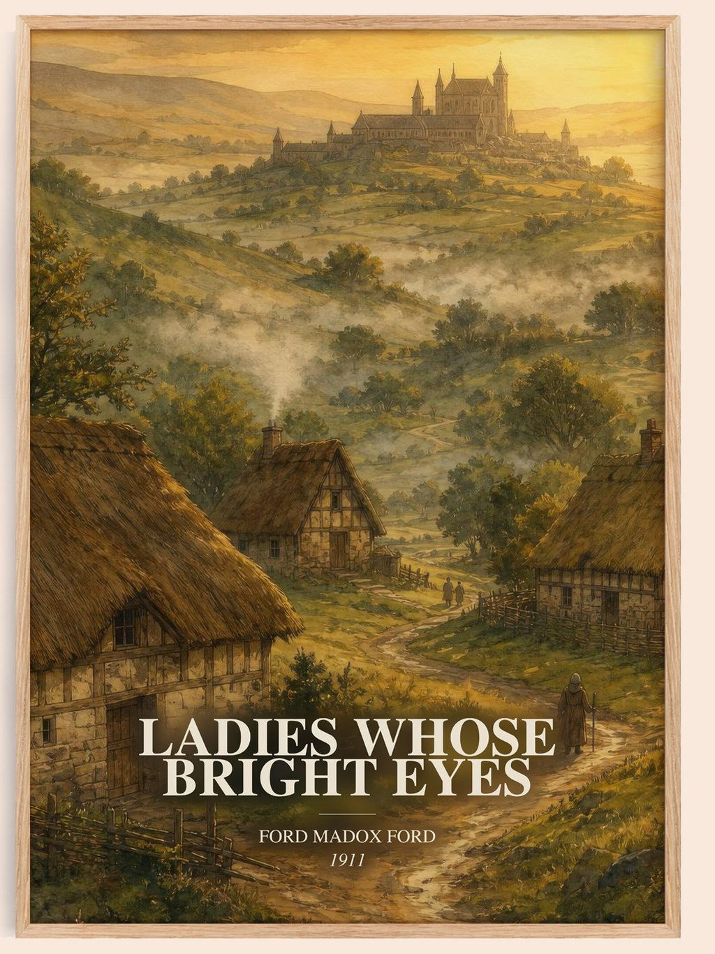 Ladies Whose Bright Eyes watercolour book poster by Ford Madox Ford – framed literary art print