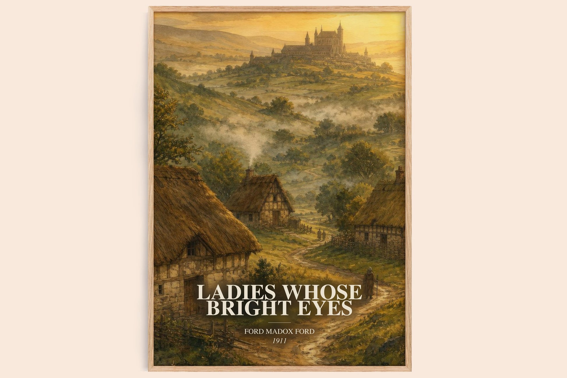 Ladies Whose Bright Eyes watercolour book poster by Ford Madox Ford – framed literary art print