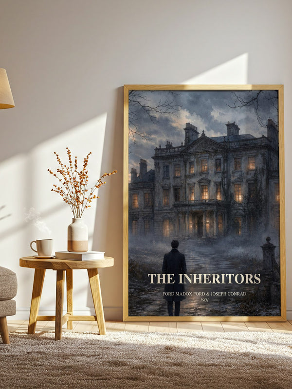 The Inheritors watercolour print in frame leaning in hallway – sci fi wall art