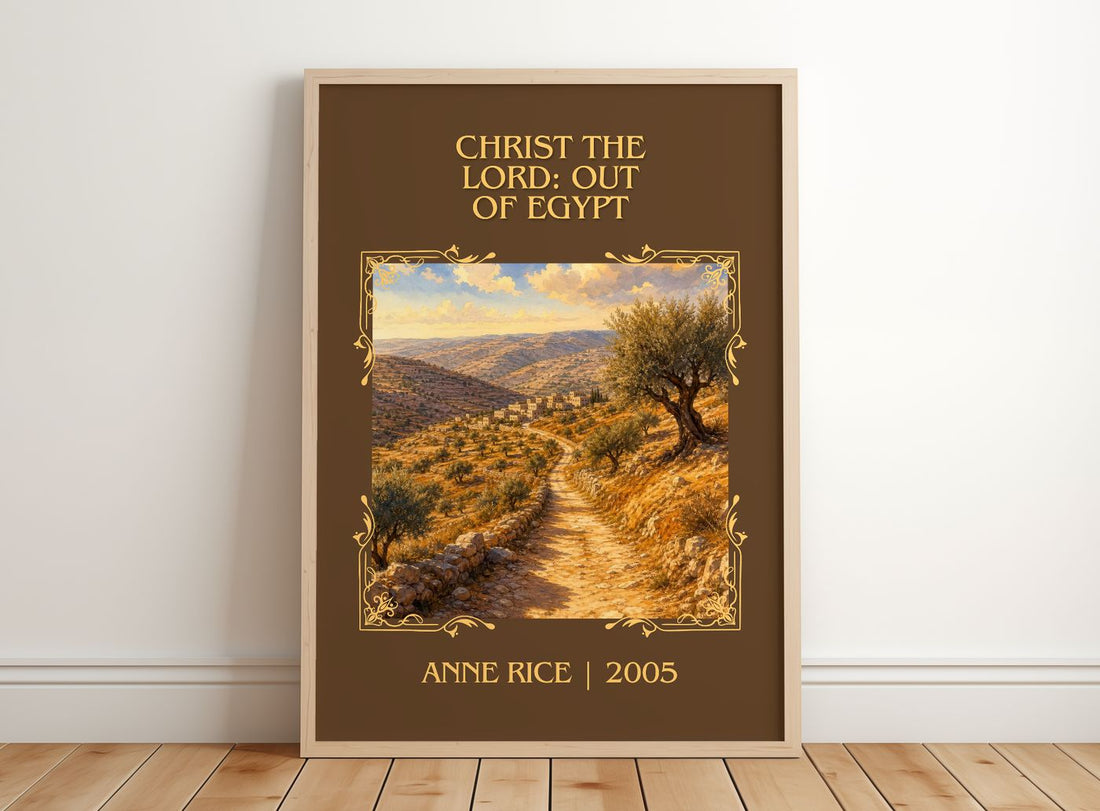 Christ The Lord: Out Of Egypt Classic Book Art Print by Anne Rice – framed print leaning on a wooden floor