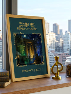 Ramses The Damned: The Reign Of Osiris Classic Book Art Print – framed print on a city-view windowsill