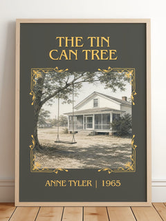 The Tin Can Tree Classic Book Art Print by Anne Tyler – framed print leaning on a wooden floor
