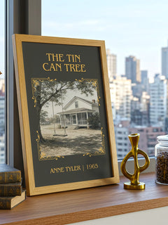 The Tin Can Tree Classic Book Art Print by Anne Tyler – framed print on a city-view windowsill