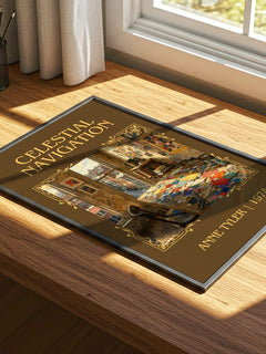 Celestial Navigation Classic Book Art Print by Anne Tyler – print on a sunlit desk