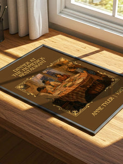Dinner At The Homesick Restaurant Classic Book Art Print by Anne Tyler – print on a sunlit desk