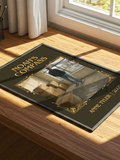 Noah'S Compass Classic Book Art Print by Anne Tyler – print on a sunlit desk