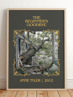 The Beginner'S Goodbye Classic Book Art Print by Anne Tyler – framed print leaning on a wooden floor