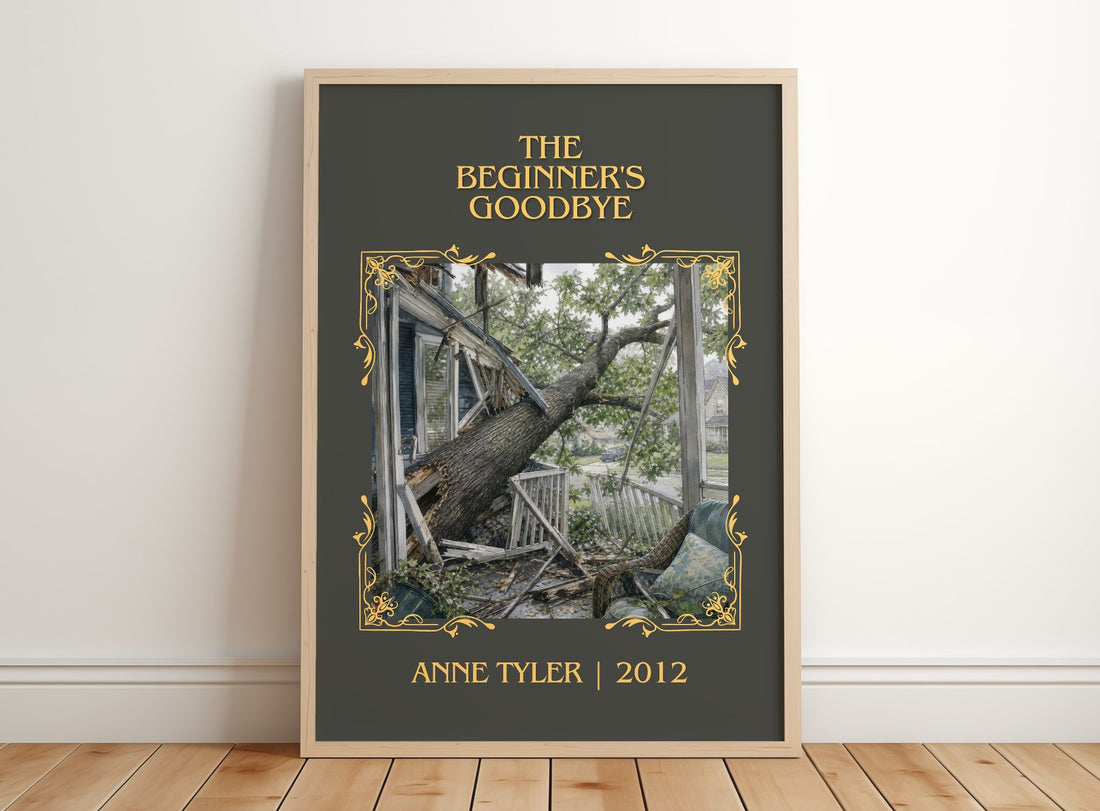 The Beginner'S Goodbye Classic Book Art Print by Anne Tyler – framed print leaning on a wooden floor