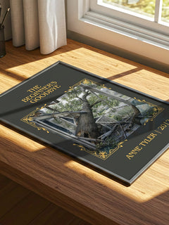 The Beginner'S Goodbye Classic Book Art Print by Anne Tyler – print on a sunlit desk