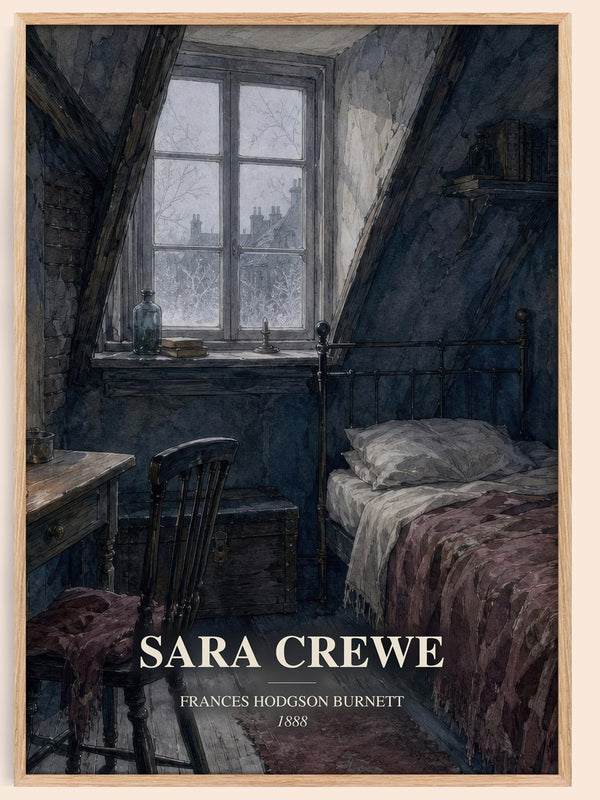 Sara Crewe watercolour book poster by Frances Hodgson Burnett – framed literary art print