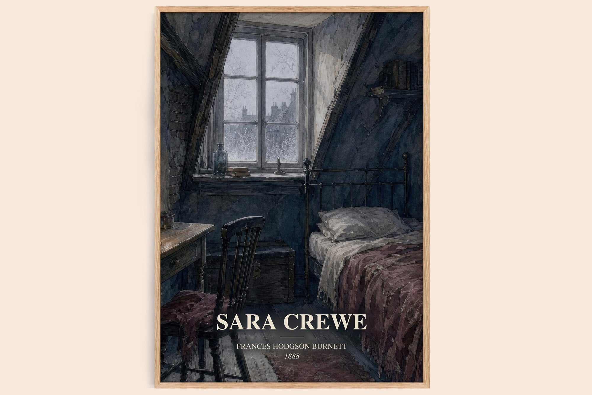 Sara Crewe watercolour book poster by Frances Hodgson Burnett – framed literary art print