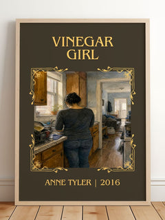 Vinegar Girl Classic Book Art Print by Anne Tyler – framed print leaning on a wooden floor