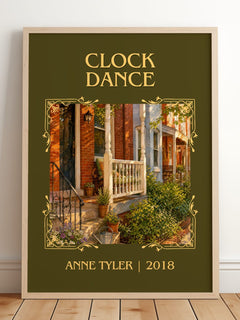 Clock Dance Classic Book Art Print by Anne Tyler – framed print leaning on a wooden floor