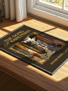 The Song Of Kahunsha Classic Book Art Print by Anosh Irani – print on a sunlit desk