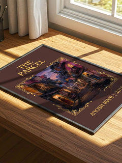 The Parcel Classic Book Art Print by Anosh Irani – print on a sunlit desk