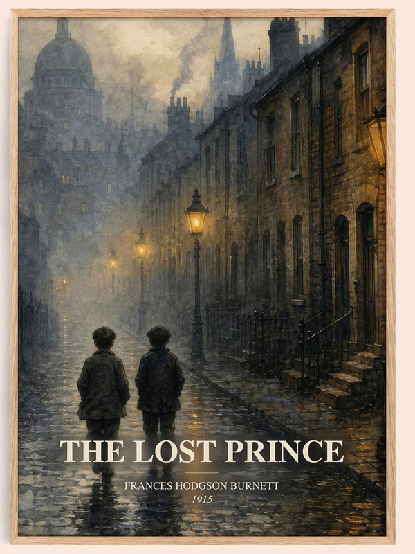 The Lost Prince watercolour book poster by Frances Hodgson Burnett – framed literary art print