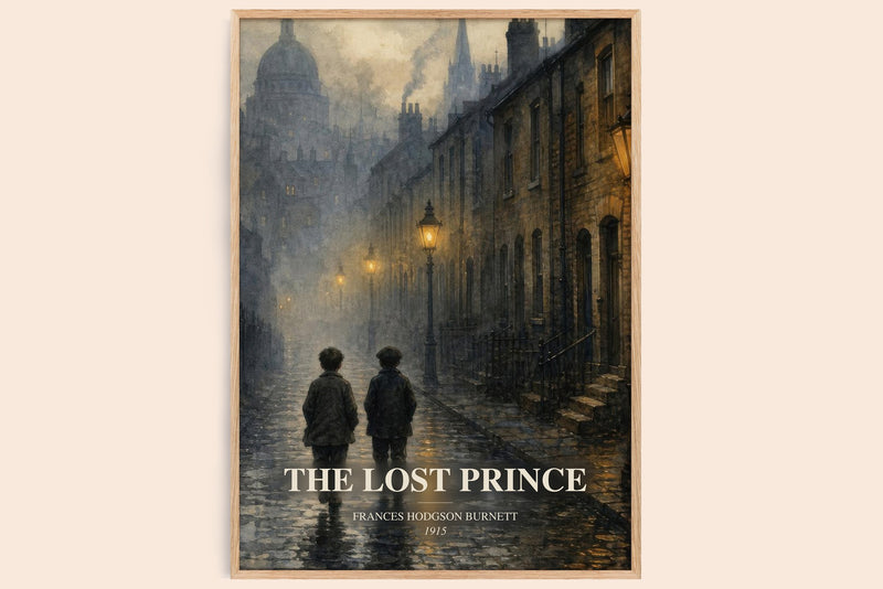 The Lost Prince watercolour book poster by Frances Hodgson Burnett – framed literary art print