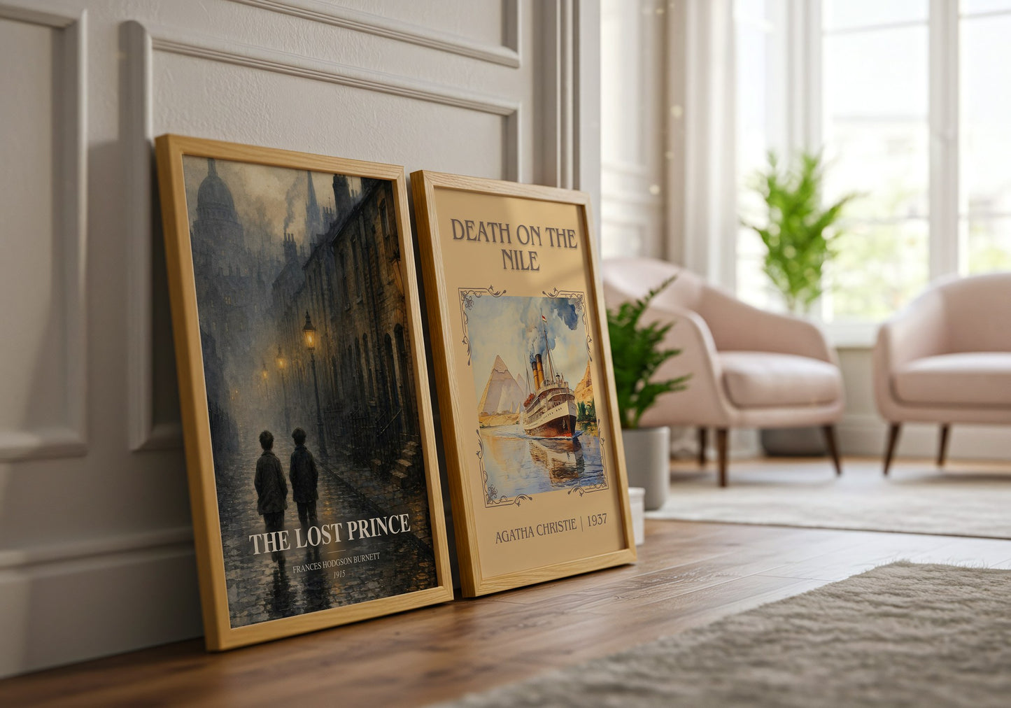 The Lost Prince watercolour print framed by window – literary home decor