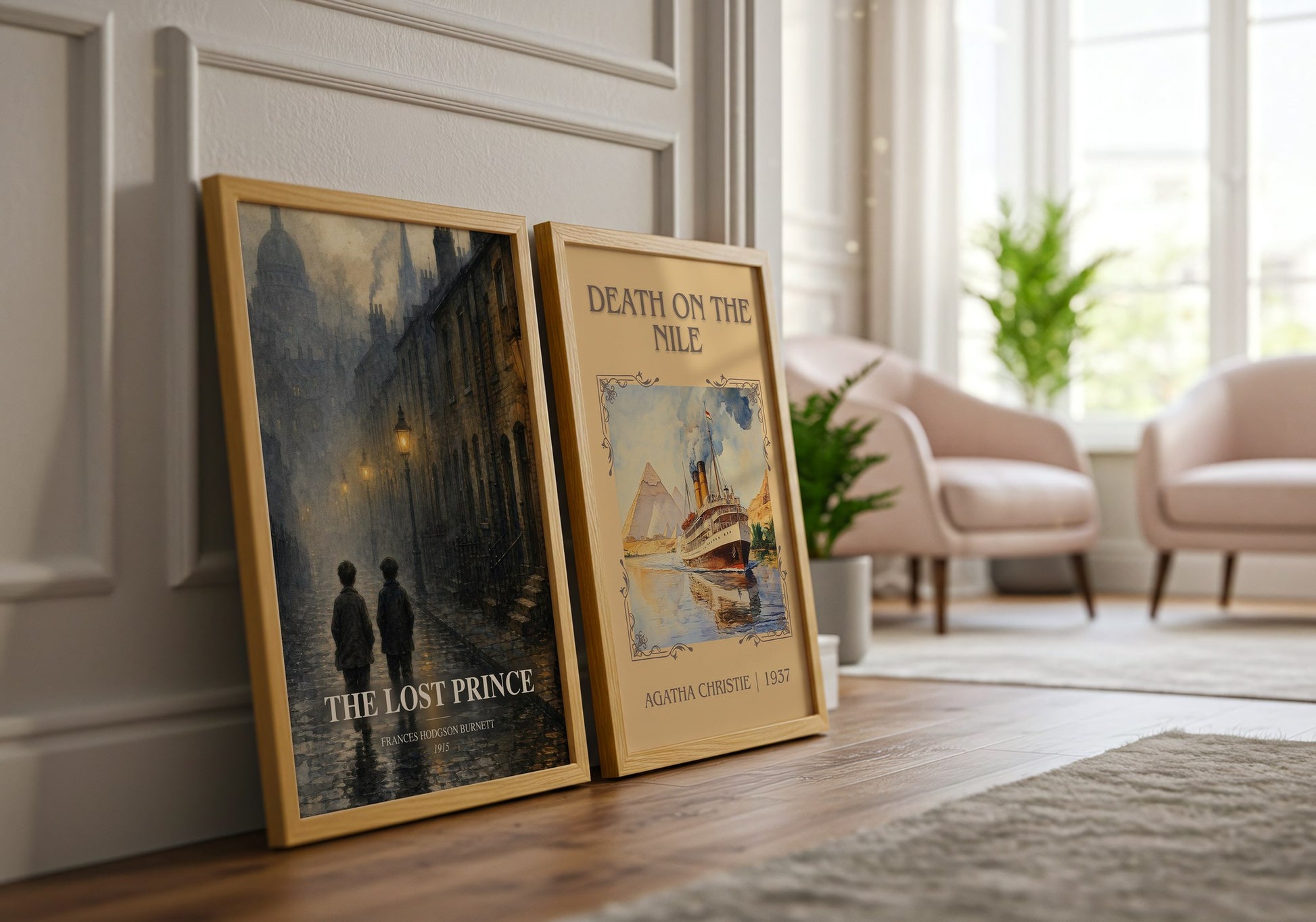 The Lost Prince watercolour print framed by window – literary home decor