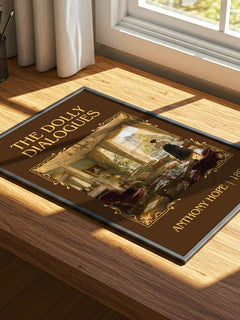 The Dolly Dialogues Classic Book Art Print by Anthony Hope – print on a sunlit desk