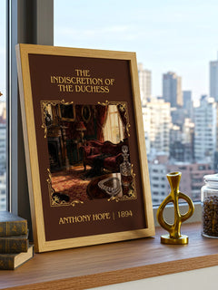 The Indiscretion Of The Duchess Classic Book Art Print by Anthony Hope – framed print on a city-view windowsill