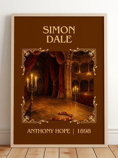 Simon Dale Classic Book Art Print by Anthony Hope – framed print leaning on a wooden floor