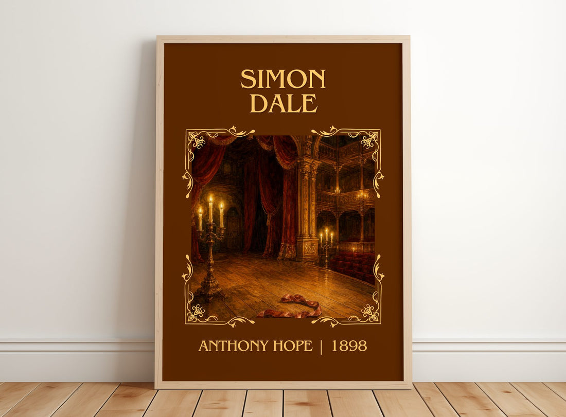 Simon Dale Classic Book Art Print by Anthony Hope – framed print leaning on a wooden floor