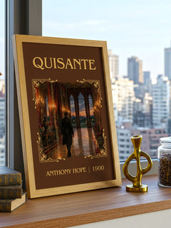 Quisanté Classic Book Art Print by Anthony Hope – framed print on a city-view windowsill