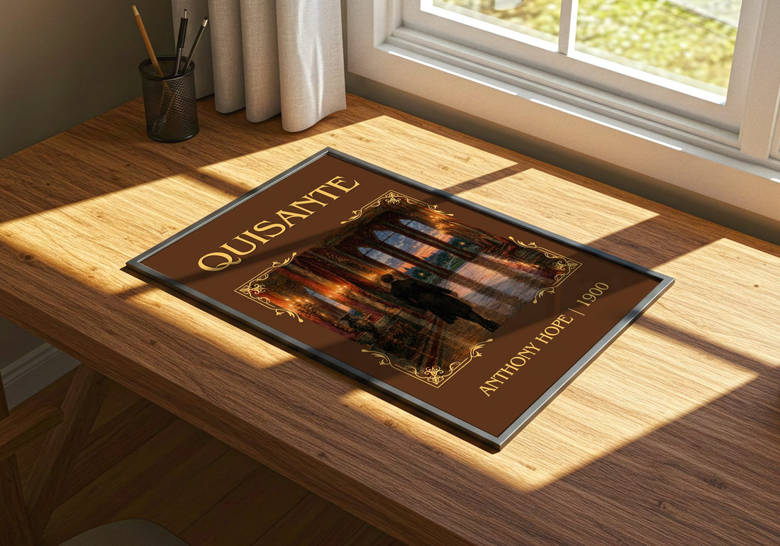 Quisanté Classic Book Art Print by Anthony Hope – print on a sunlit desk