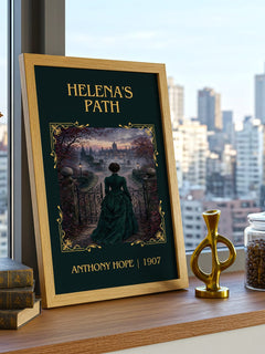 Helena'S Path Classic Book Art Print by Anthony Hope – framed print on a city-view windowsill