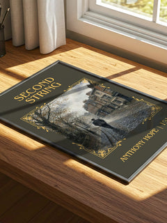 Second String Classic Book Art Print by Anthony Hope – print on a sunlit desk