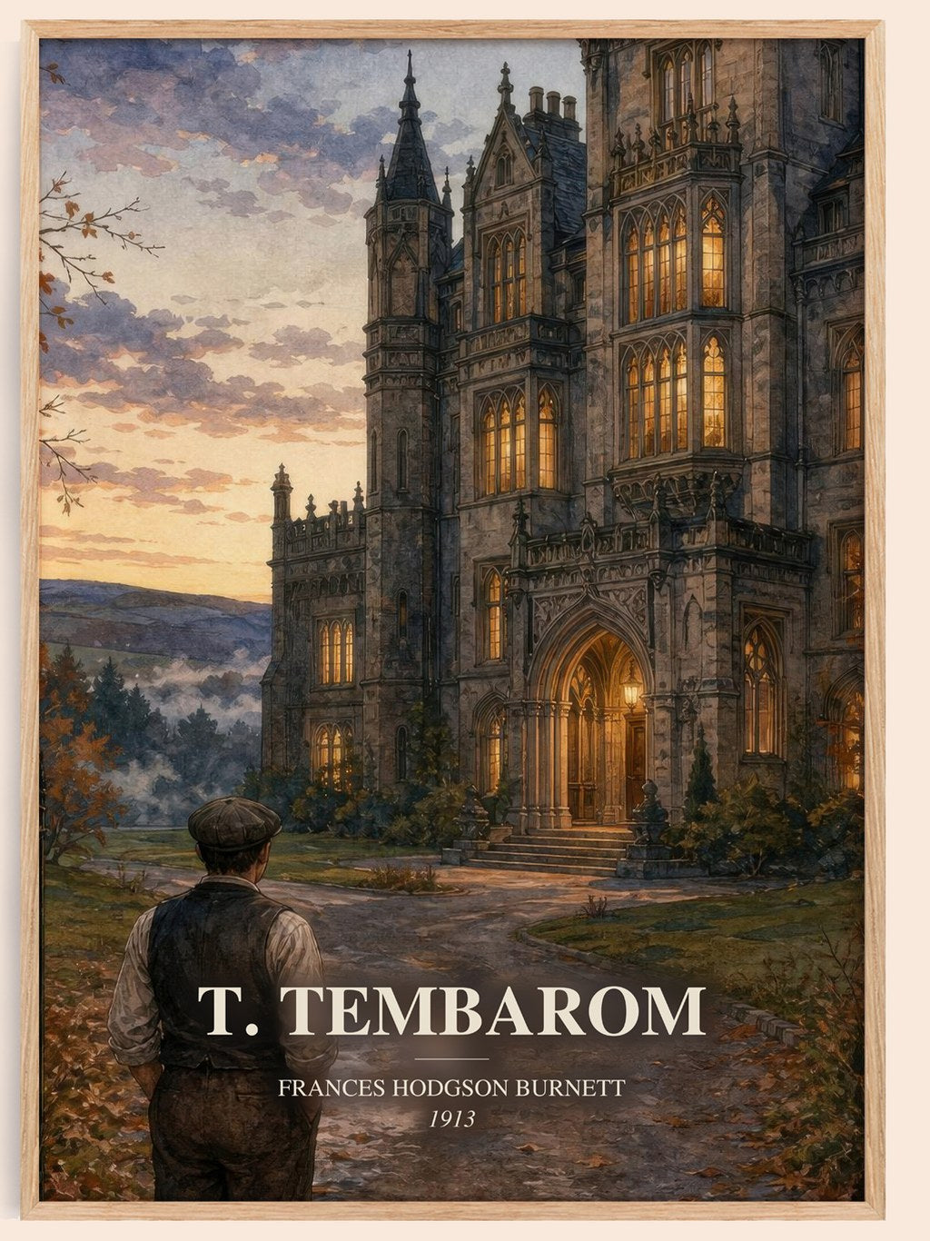 T. Tembarom watercolour book poster by Frances Hodgson Burnett – framed literary art print