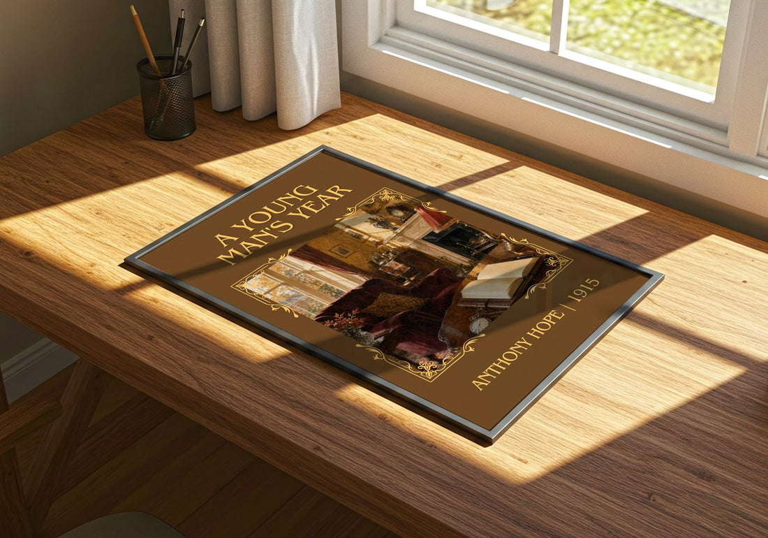 A Young Man'S Year Classic Book Art Print by Anthony Hope – print on a sunlit desk