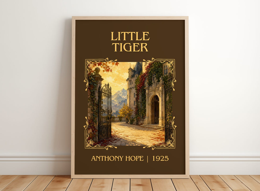 Little Tiger Classic Book Art Print by Anthony Hope – framed print leaning on a wooden floor