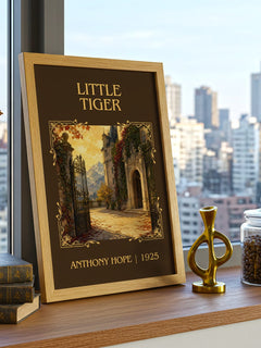 Little Tiger Classic Book Art Print by Anthony Hope – framed print on a city-view windowsill